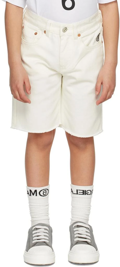 MAISON MARGIELA Kids Off-White Logo Denim Shorts 2