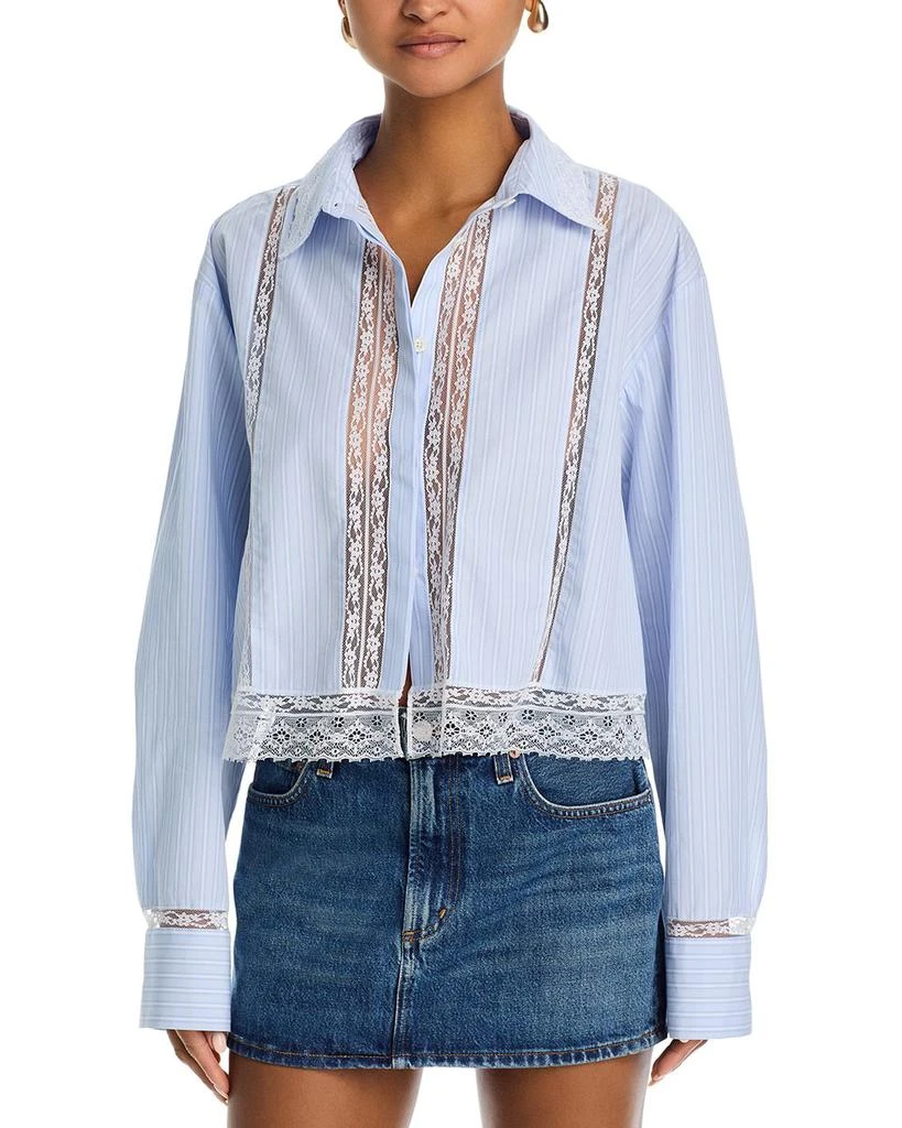 LOVESHACKFANCY Delano Lace Trim Shirt 1