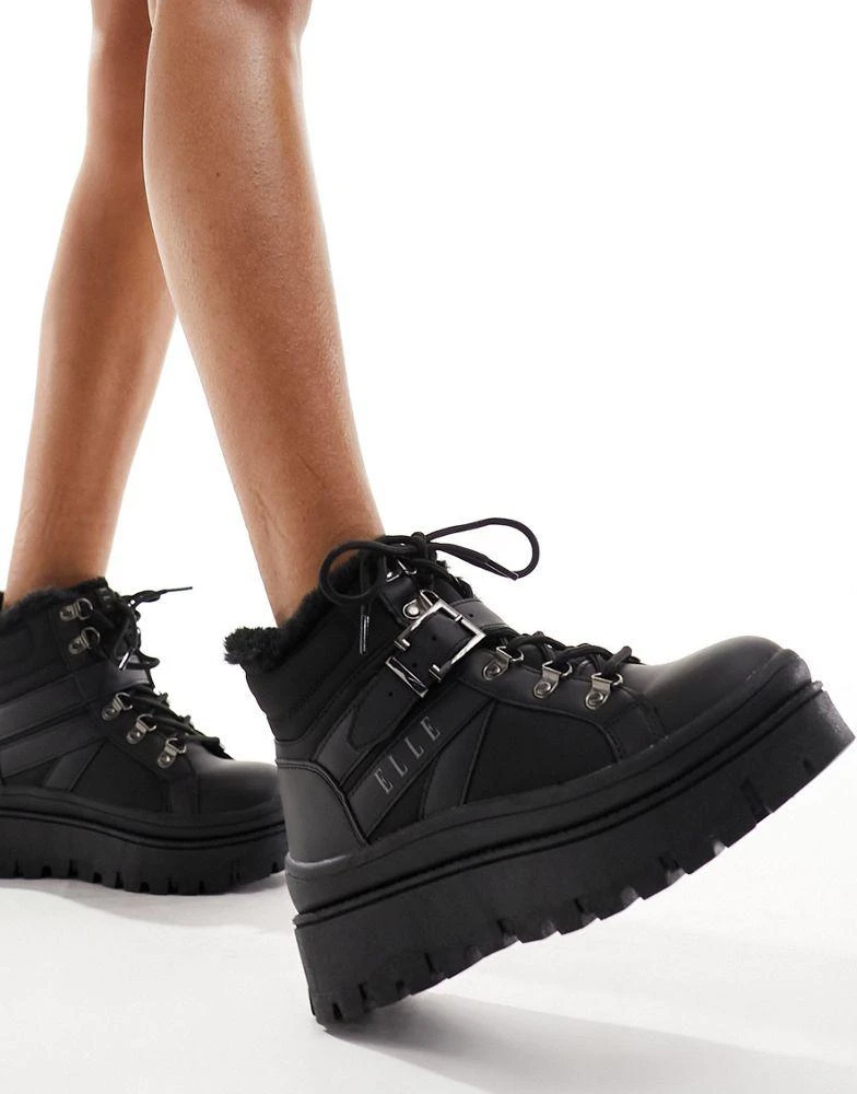 ELLE Elle chunky flatform boots in black 4