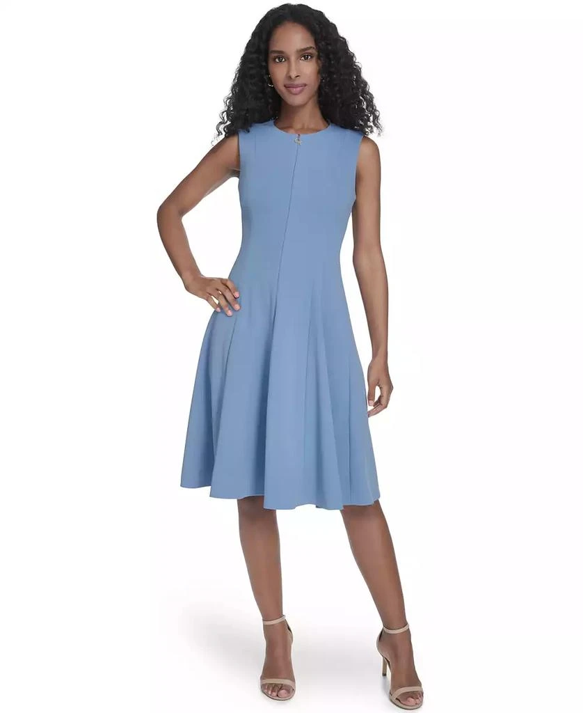 alice and olivia isa sleeveless seamed flare mini dress LONG SEE-THROUGH CAPE FLARED DRESS | CULT MIA main image 1