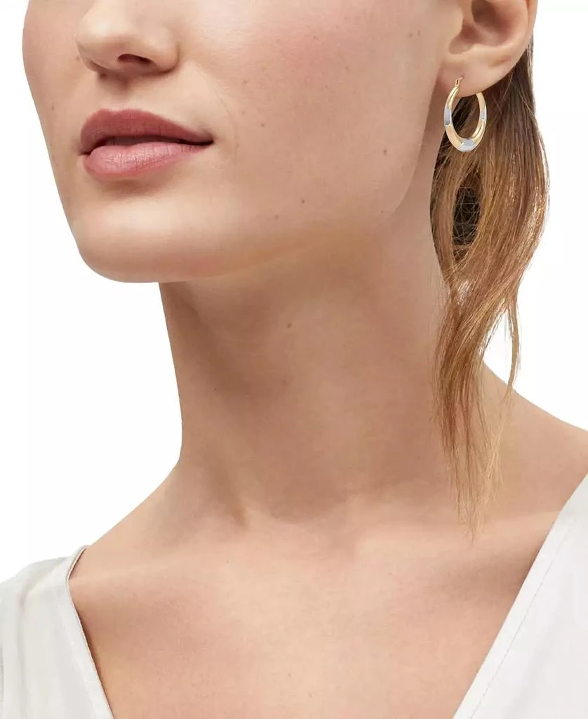 Macy's Polished Round Back to Back Rhodium Hoop Earrings in 10K Yellow Gold 4