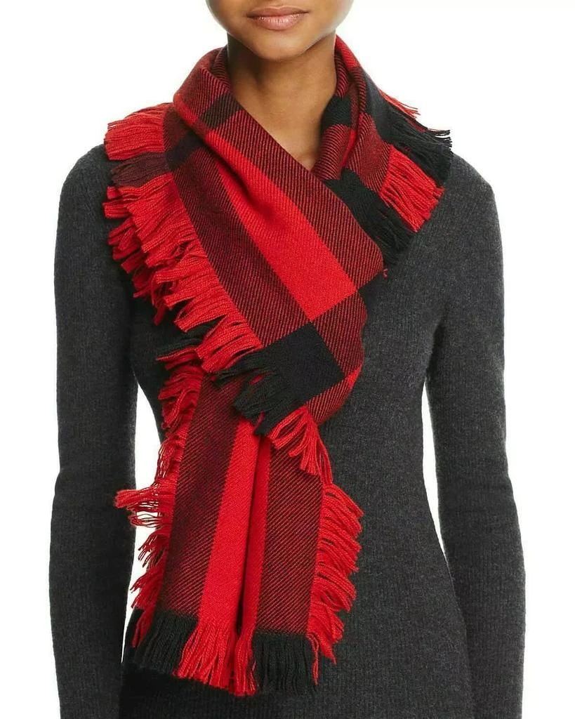Burberry Half Mega Check Fringe Wool Scarf 2