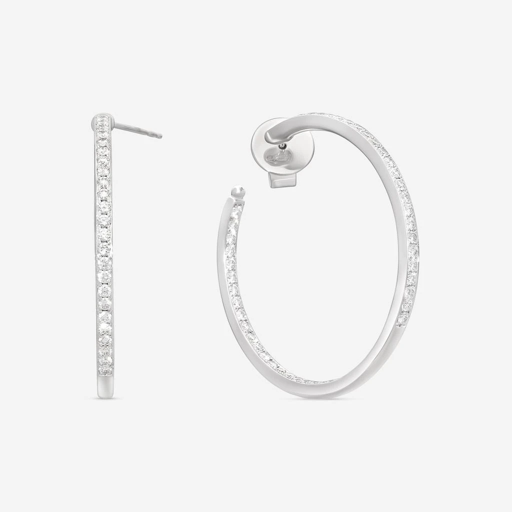 Mémoire Mémoire 18K White Gold Round Pavé Diamond Hoop Earrings CHHO205 2