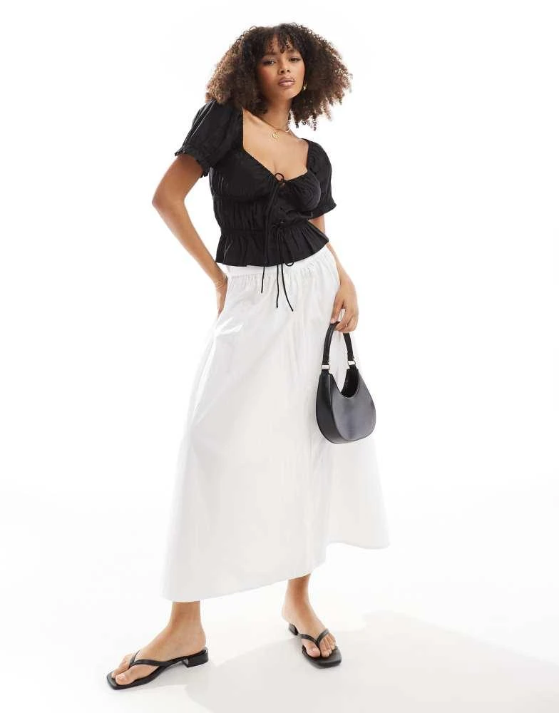 ASOS ASOS DESIGN puff sleeve top in black 2