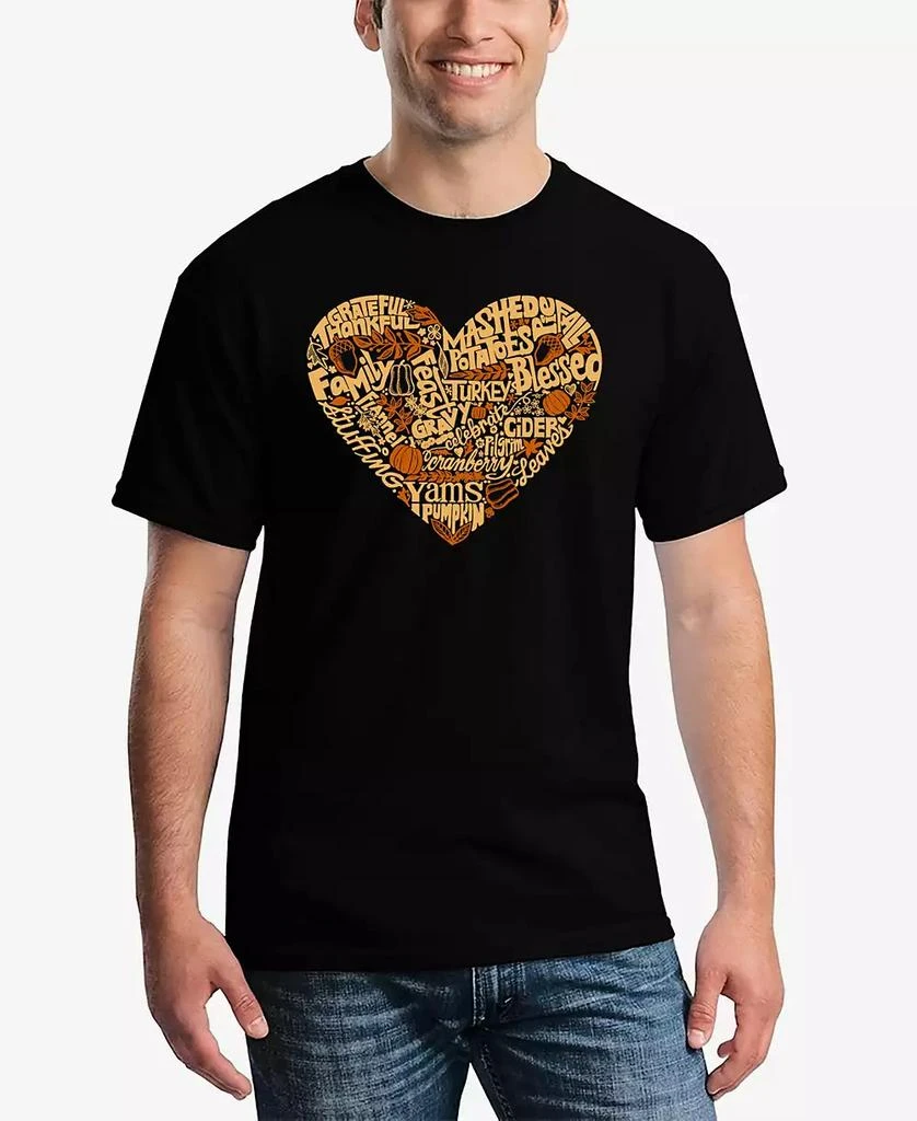 LA Pop Art Men's Thanksgiving Heart Word Art T-Shirt 1