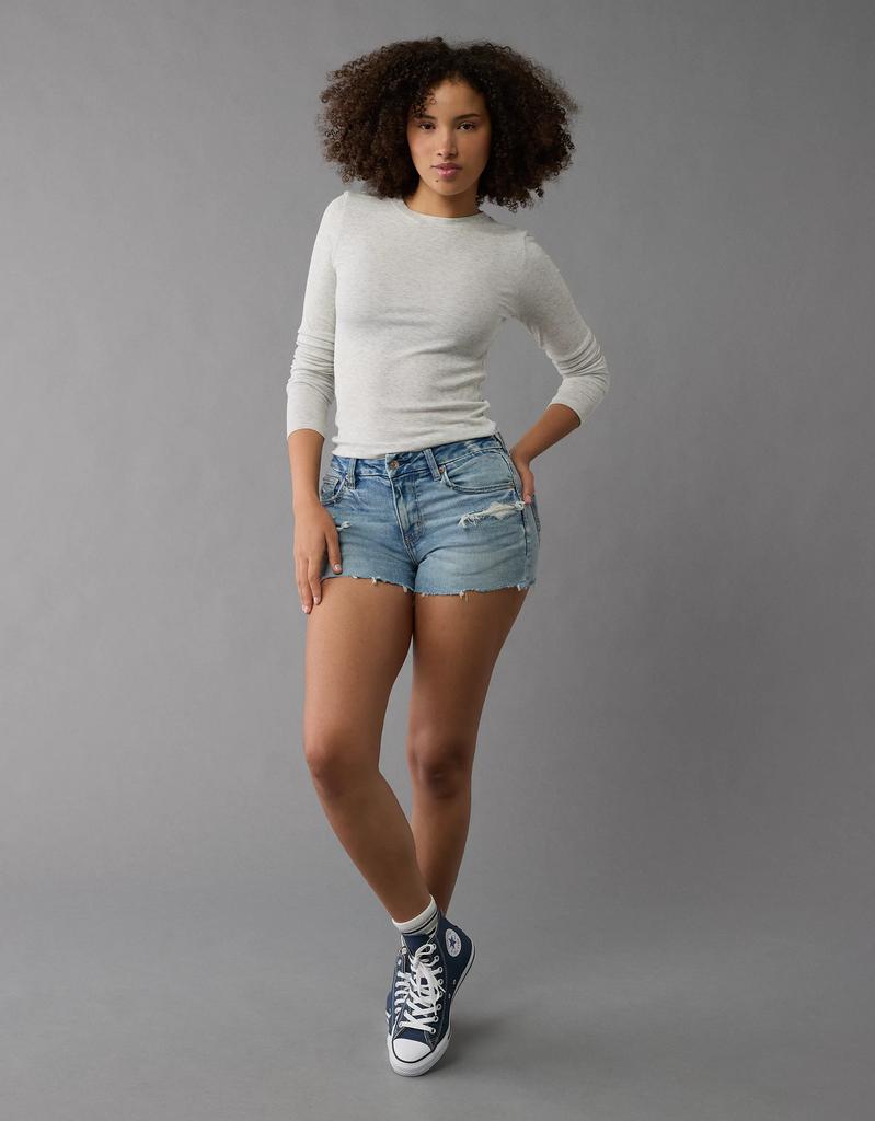 AE AE Next Level Curvy Ripped High-Waisted Denim Short Short