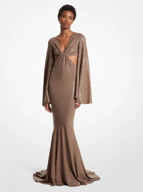 Michael Kors Hand-Embroidered Sequin Stretch Matte Jersey Fishtail Gown 1