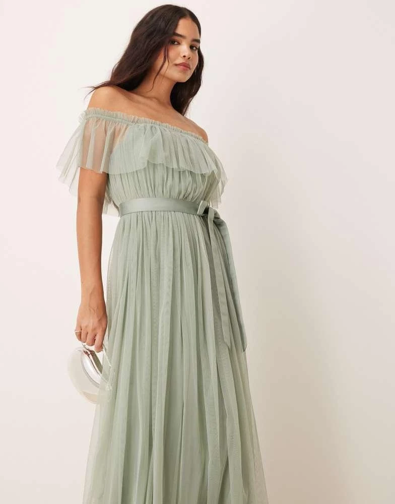 Anaya Anaya Bardot bridesmaid maxi dress in frosty green - Dresses & Skirts  - Free Shipping - BeyondStyle