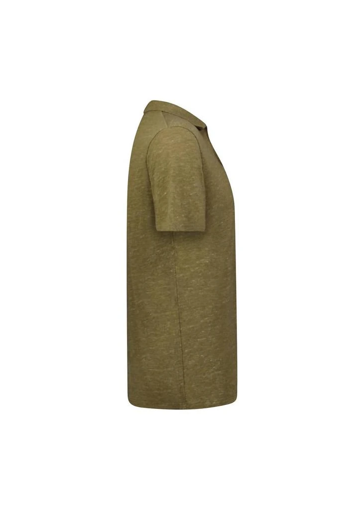Lucky Brand Linen Short Sleeve Johnny Collar Polo In Olive 4