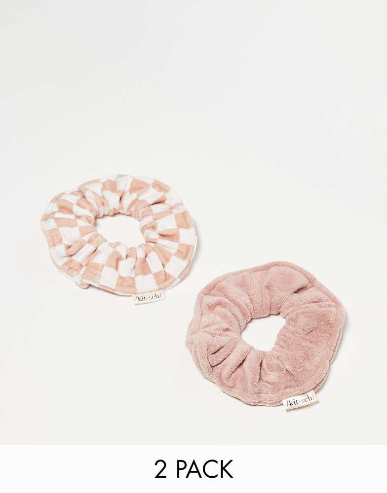 Kitsch Kitsch Microfiber Quick-Dry Towel Scrunchies 2 Pack - Terracotta Check