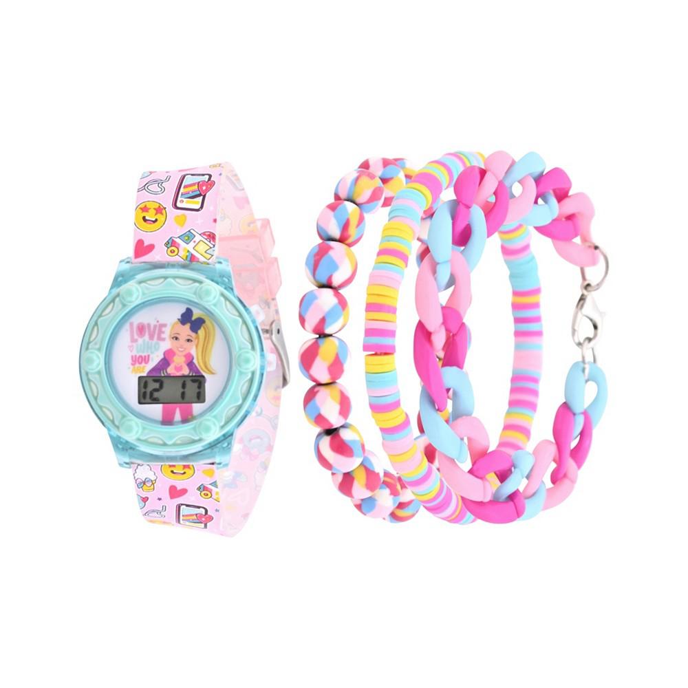 Accutime Girl's Jojo Siwa Multi Color Silicone Strap Watch 35mm Set