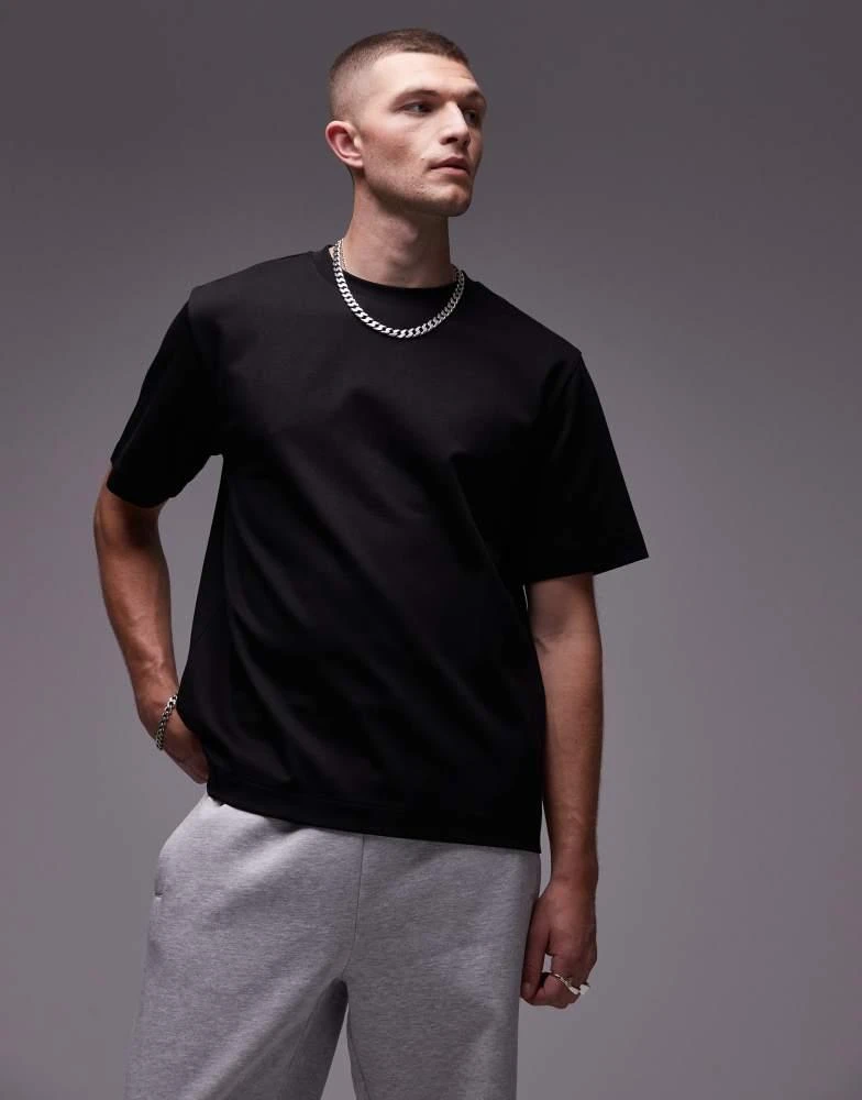 ARKET ARKET heavyweight interlock jersey oversized t-shirt in black 2