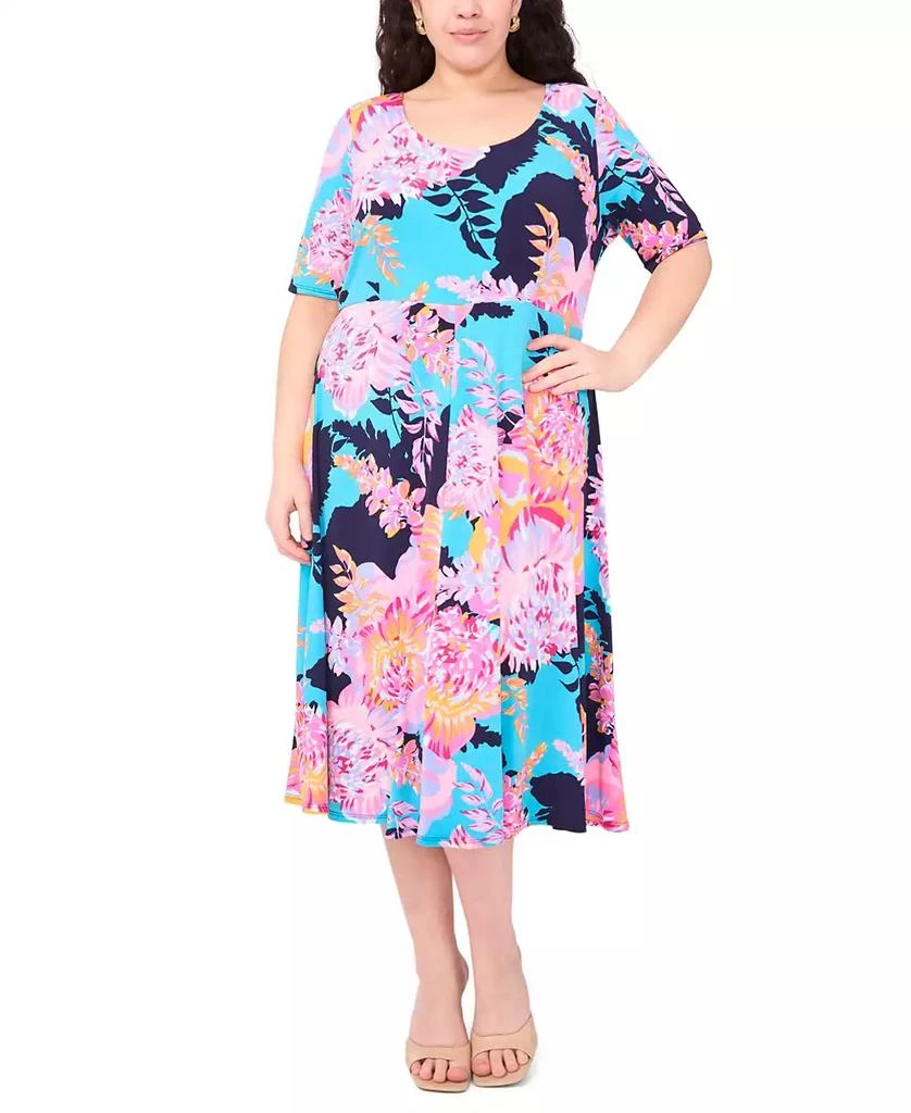 MSK Plus Size Printed Jersey Scoop-Neck Midi Dress 1