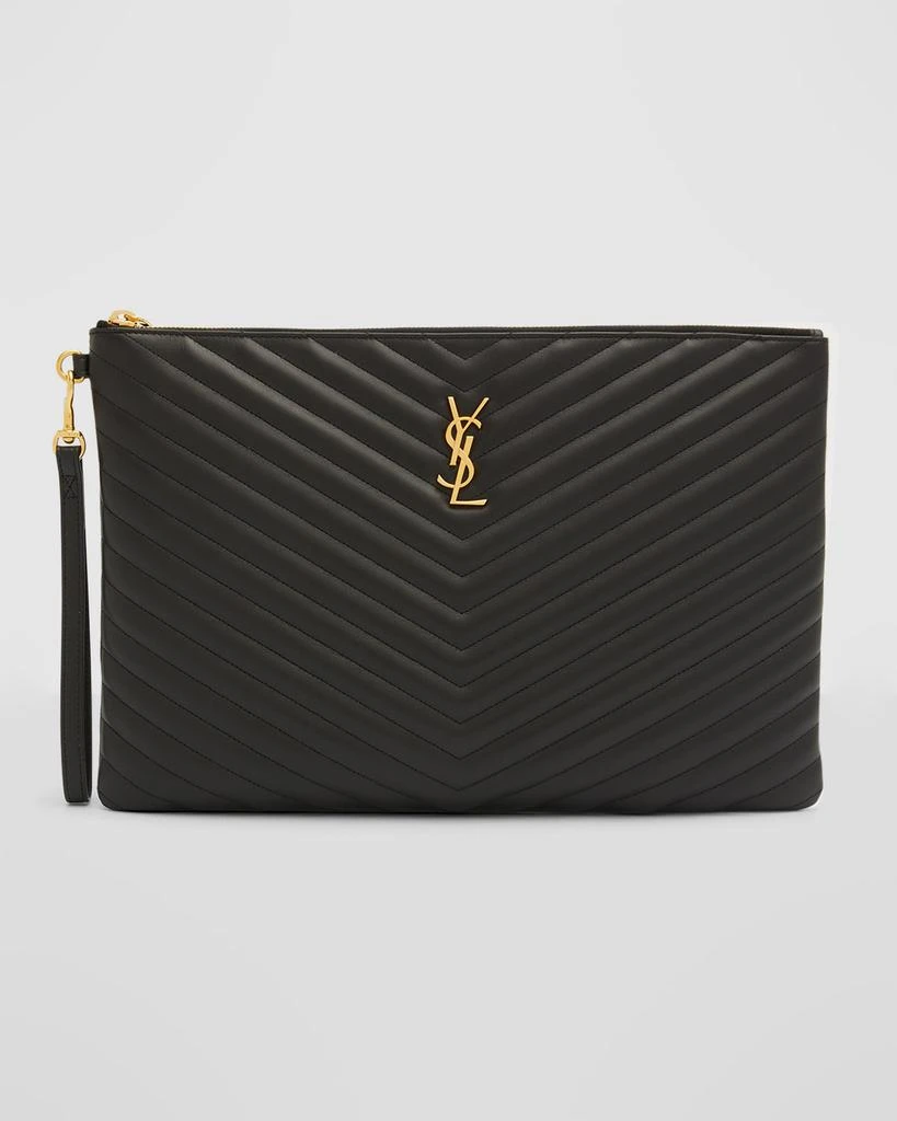 Yves Saint Laurent YSL Monogram Large Pouch in Smooth Leather 1