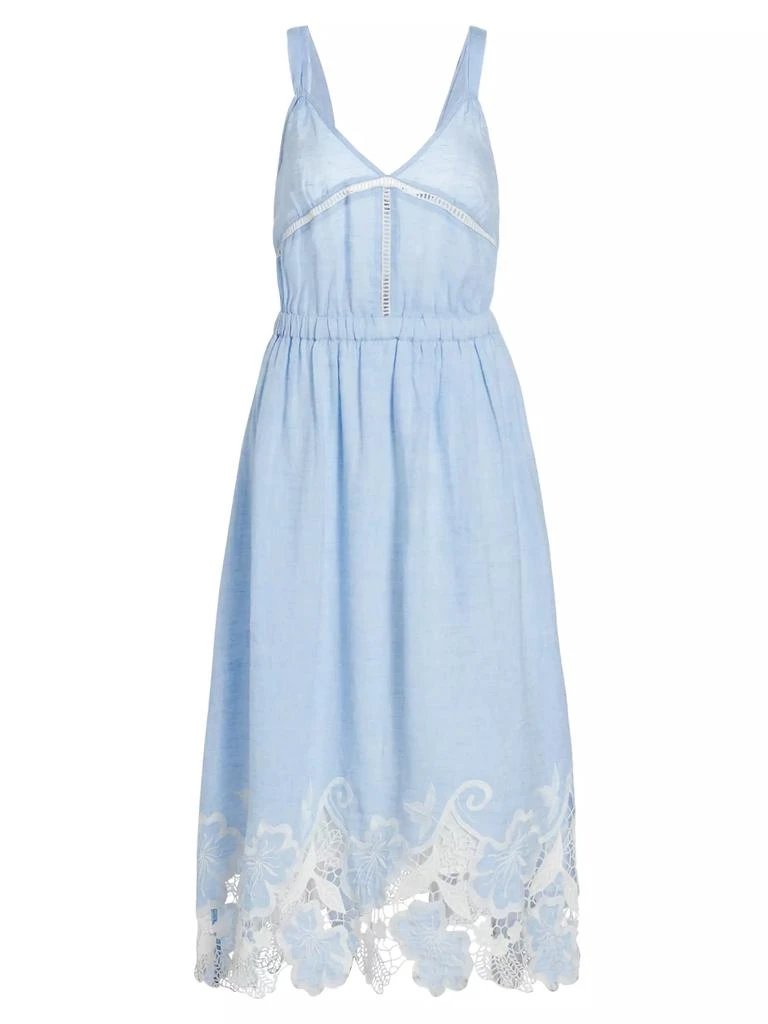 Ramy Brook Aubriella Linen Lace-Trimmed Midi-Dress 1