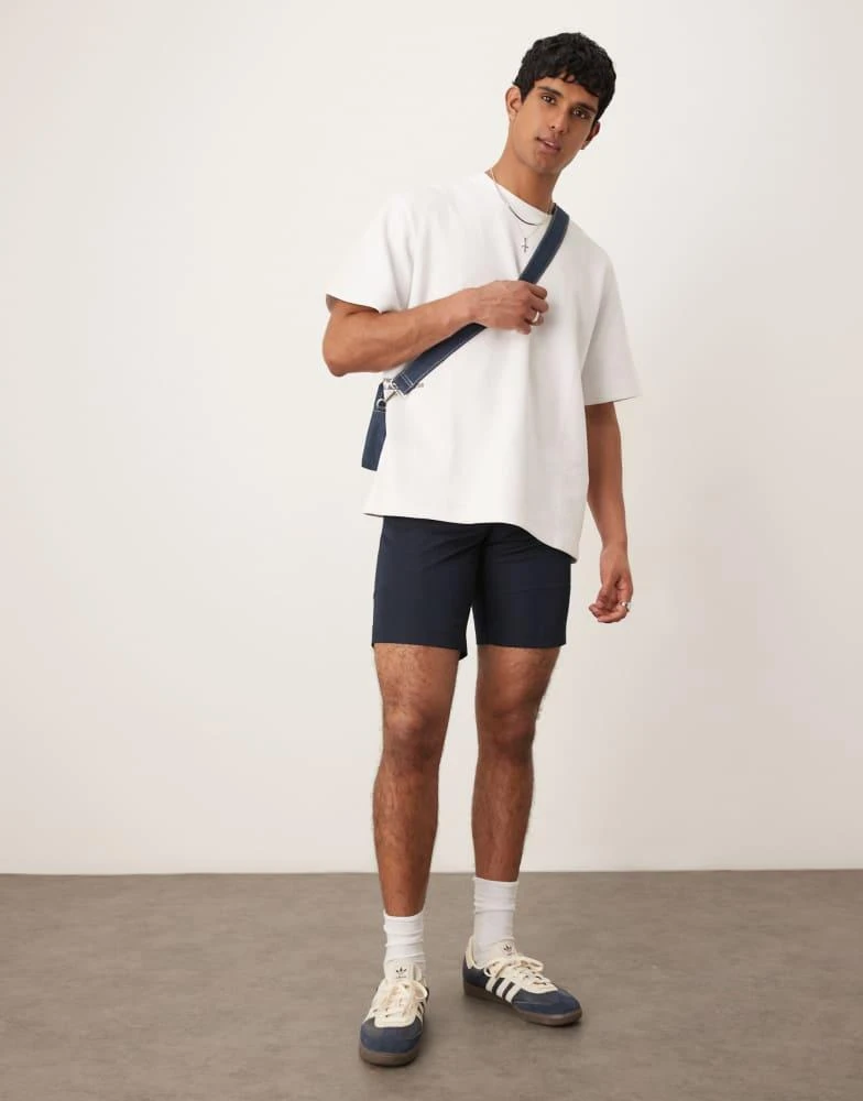ASOS ASOS DESIGN smart straight leg shorts in navy 1
