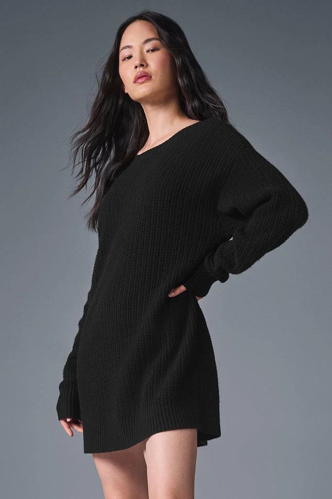 Alo Cashmere Plush Waffle Dress - Black 1