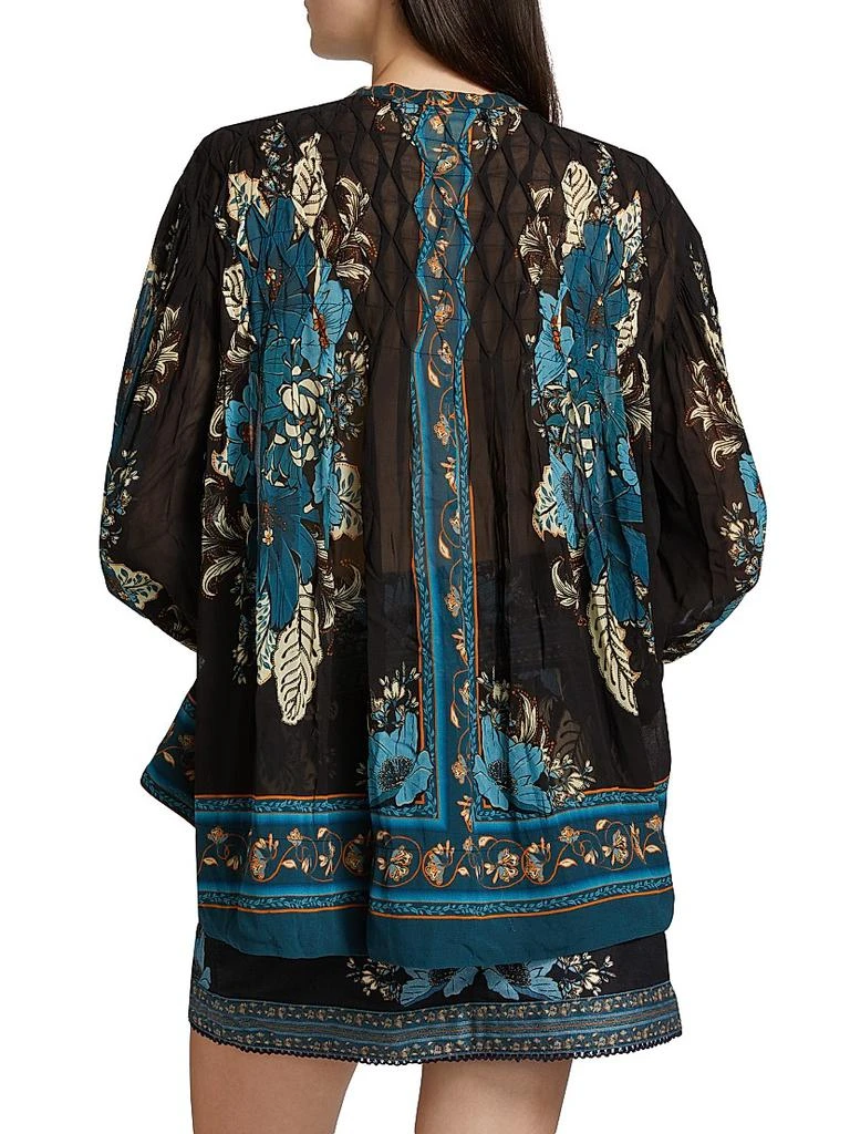 Farm Rio Blossom Tapestry Smocked Blouse 5