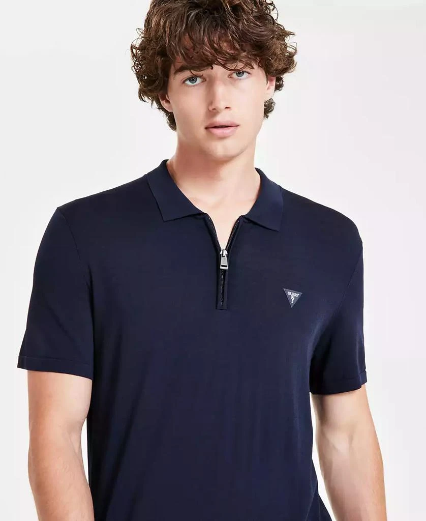 GUESS Men's Dane Solid Quarter-Zip Tech Polo Shirt 3