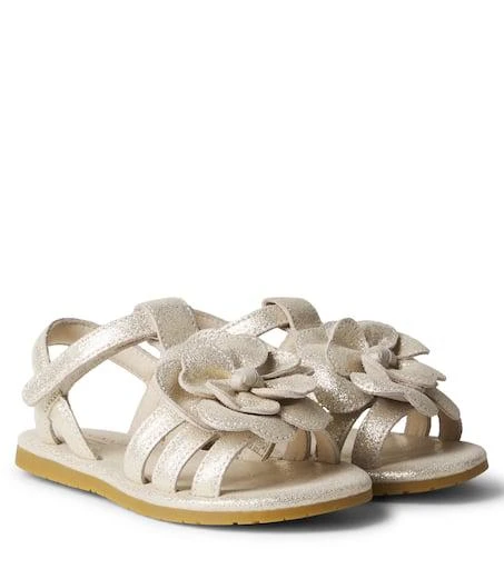 Donsje Iles floral-appliqué metallic leather sandals