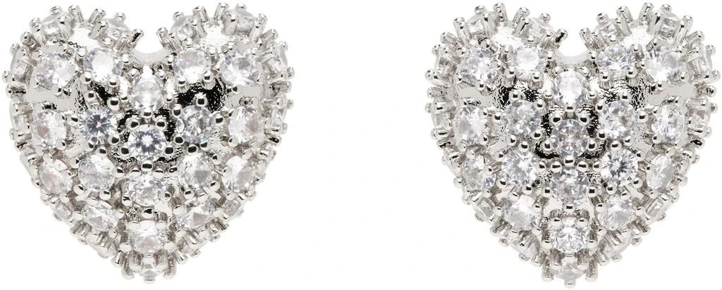 Justine Clenquet Silver Heart Crystal Earrings
