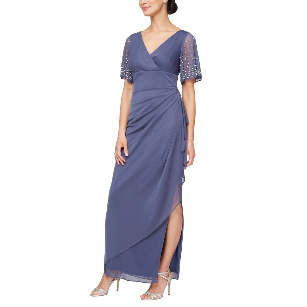 alex evenings stretch taffeta dress Alex Evenings Petite Stretch Taffeta A-Line Dress - Aqua main image 1