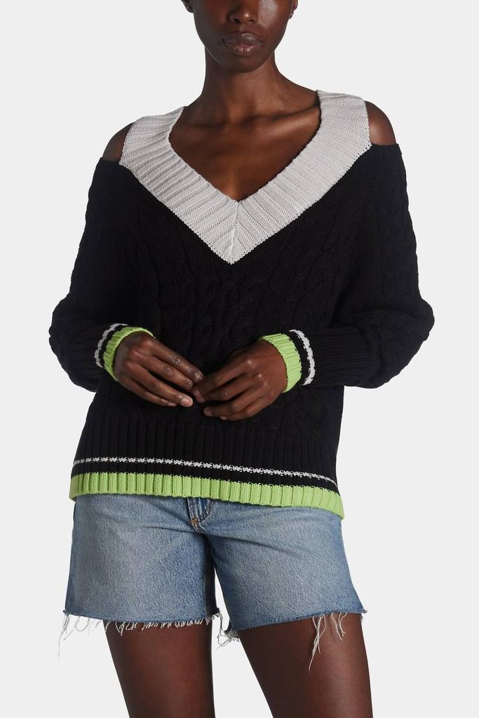 525 America Cut Out Varsity Sweater In Colorblock