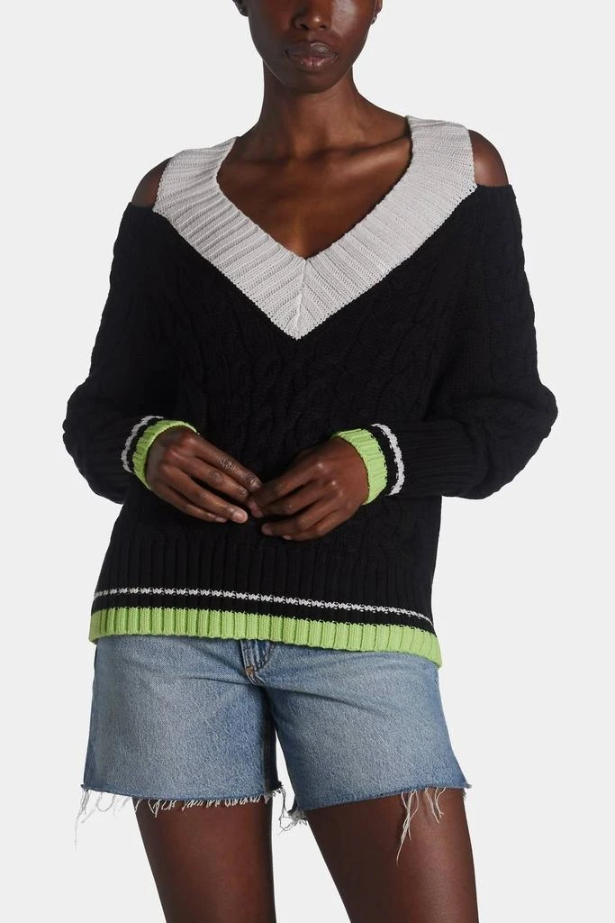 525 America Cut Out Varsity Sweater In Colorblock 1