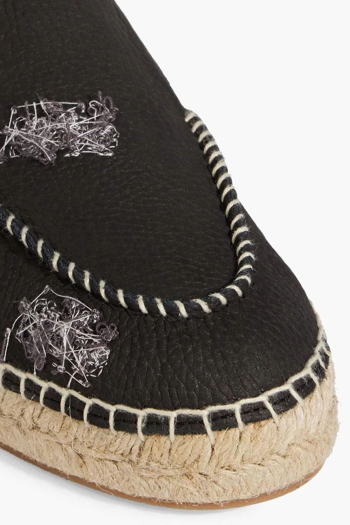 MAISON MARGIELA Embroidered pebbled-leather espadrille mules 4