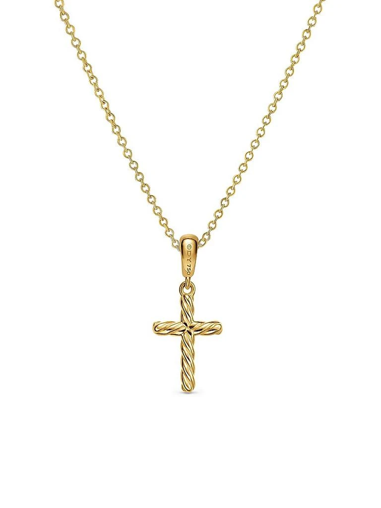 David Yurman Cable Cross Pendant Necklace in 18K Yellow Gold, 17.5MM 3