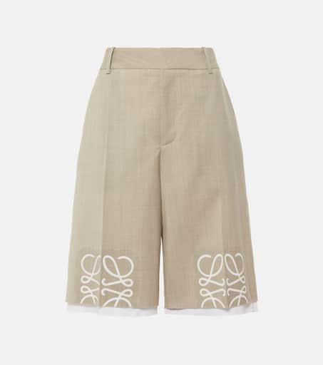 Loewe Anagram cutout wool Bermuda shorts - Shorts - Free