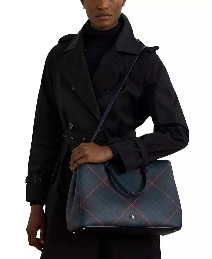 Ralph Lauren Hanna Plaid Leather Large Satchel 3