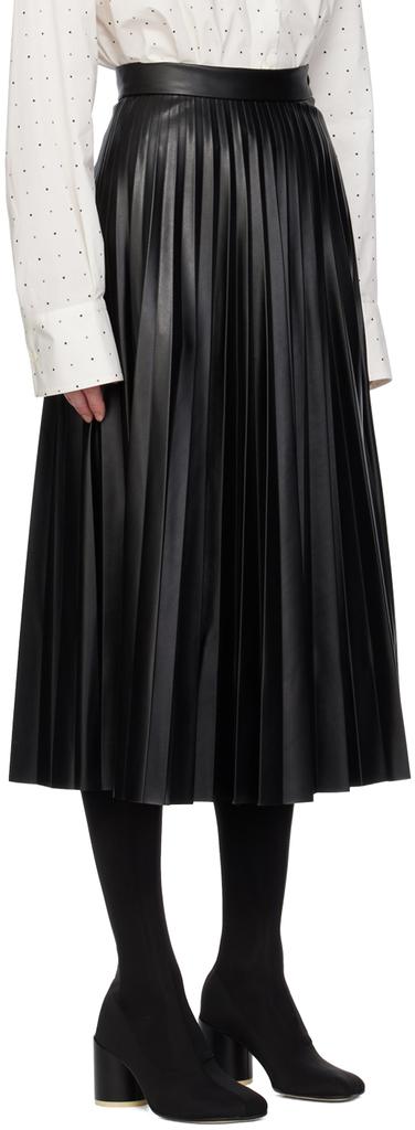 MM6 Black Paneled Midi Skirt レース Black Frayed Edge Midi Skirt by MM6 Maison Margiela on Sale