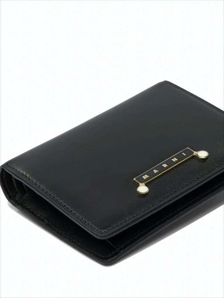 Marni Rectangular Leather Wallet with Gold-tone Plaque 4