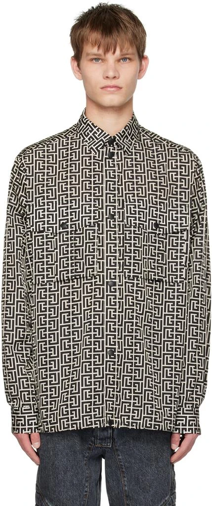Balmain Black 
Beige Monogram Shirt 1