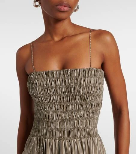 Faithfull Lida pinstripe shirred cotton maxi dress 4