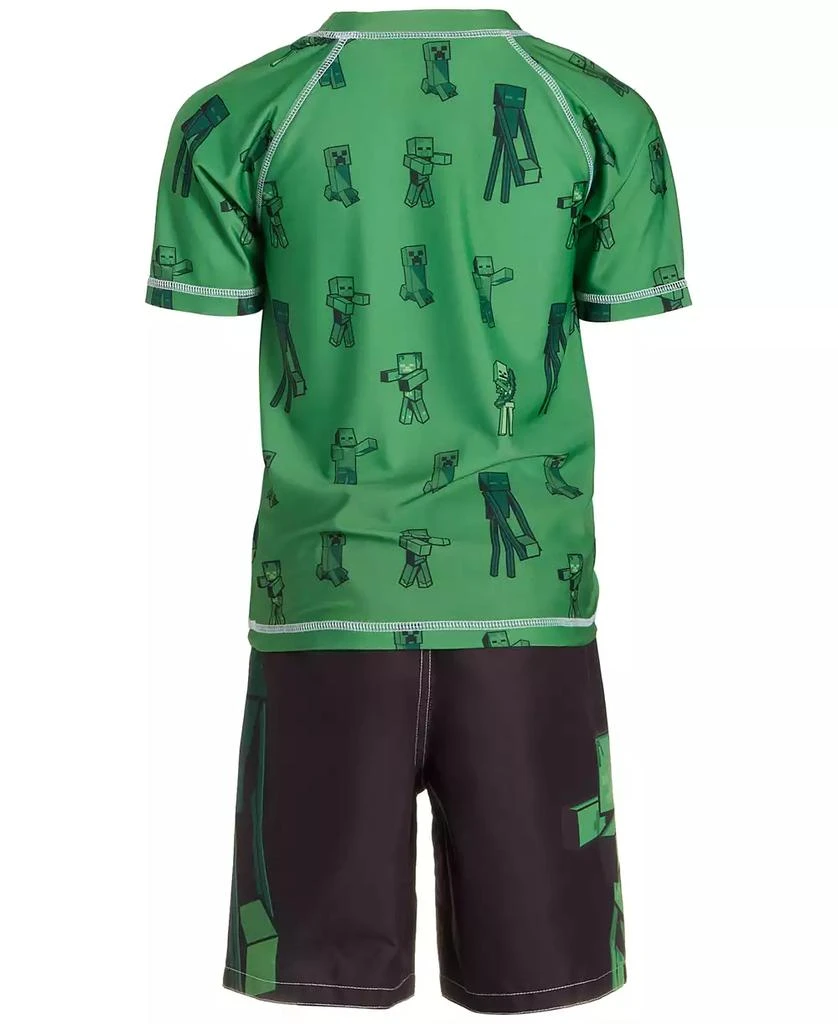 Minecraft Little Boys Rash Guard & Swim Trunks, 2 Piece Set 2