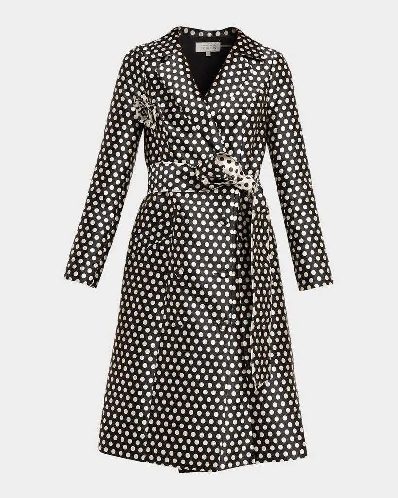 Teri Jon Polka Dot Mikado Coat Dress