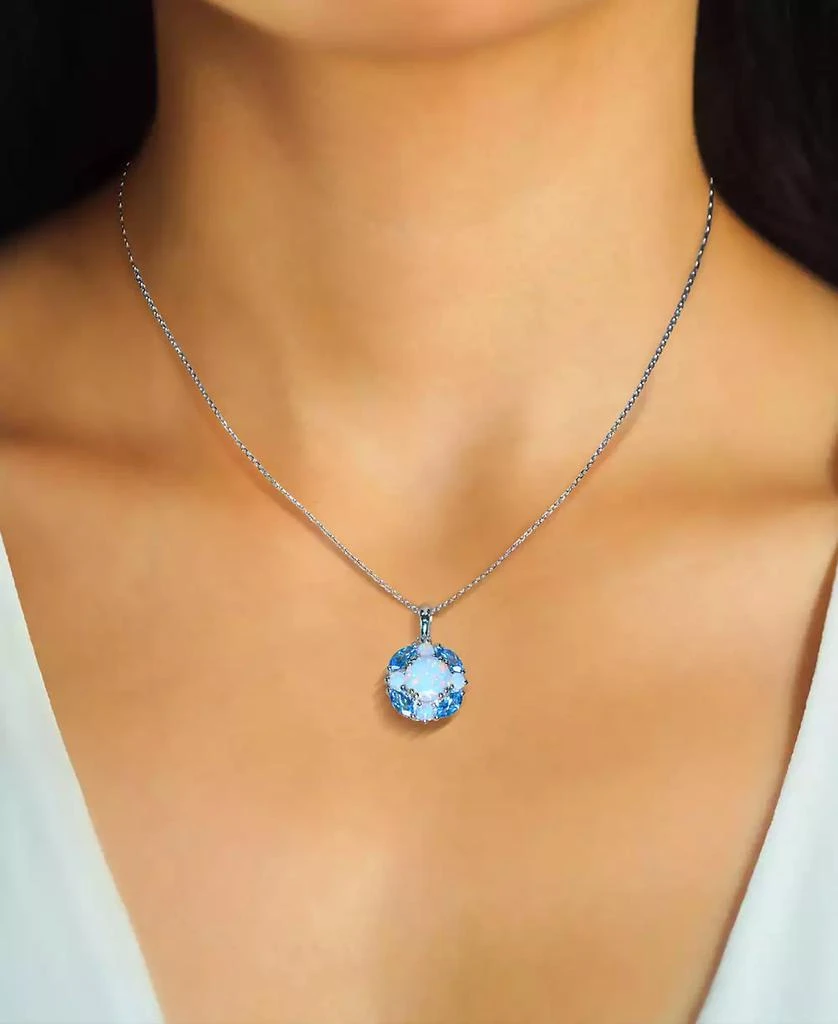 Macy
s Lab Grown Opal (1-1/5 ct. t.w.) 
Swiss Blue Topaz (1-1/5 ct. t.w.) Cluster 18" Pendant Necklace in Sterling Silver (Also in Multi-Gemstone) 2
