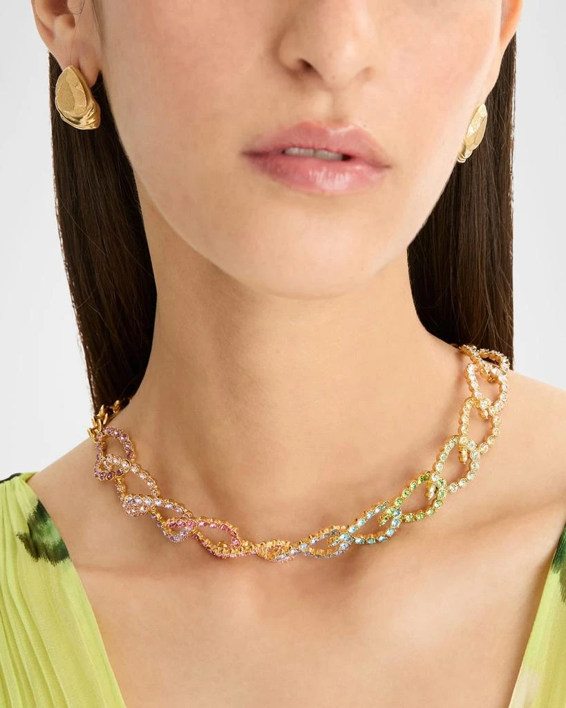 Oscar de la Renta Rhinestone Chain Statement Necklace 2