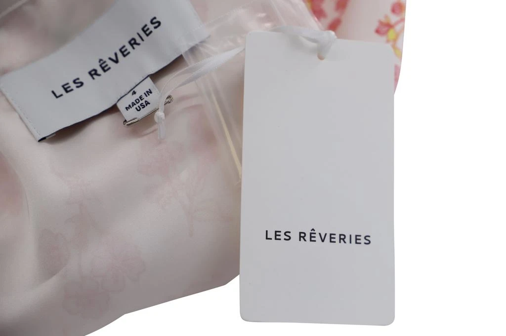 LES RÊVERIES Floral Print Wrap Midi Dress in White Silk 5