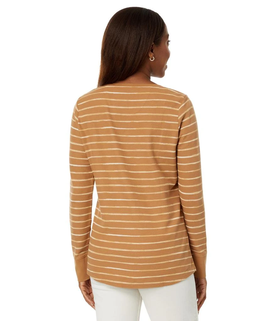 L.L.BEAN Unshrinkable Mini Waffle Henley Long Sleeve Stripe 2