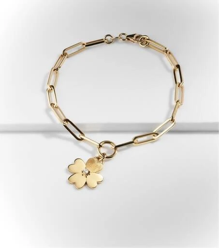 FoundRae Four Heart Clover 18kt gold chain bracelet with diamonds 4