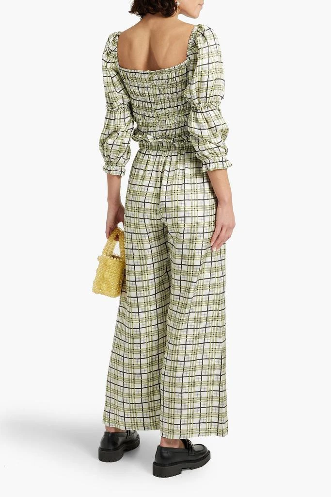 shrimps Sorana shirred checked silk-twill top 3