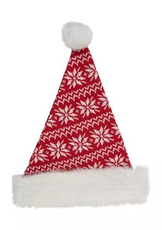 Northlight 17Inch Red And White Nordic Snowflake And Striped Santa Hat With Pom Pom