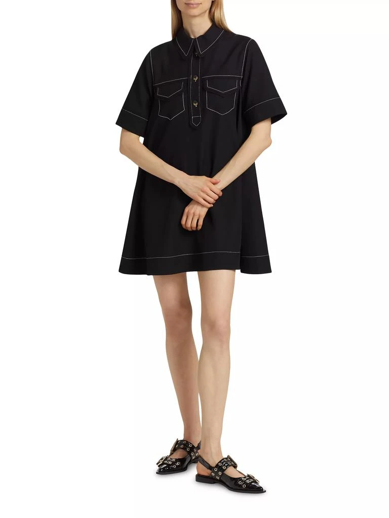Ganni Crepe Sable Collared Minidress 2