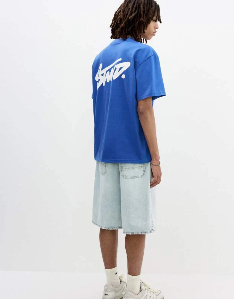 Pull&Bear Pull&Bear t-shirt with STWD logo in deep blue 4