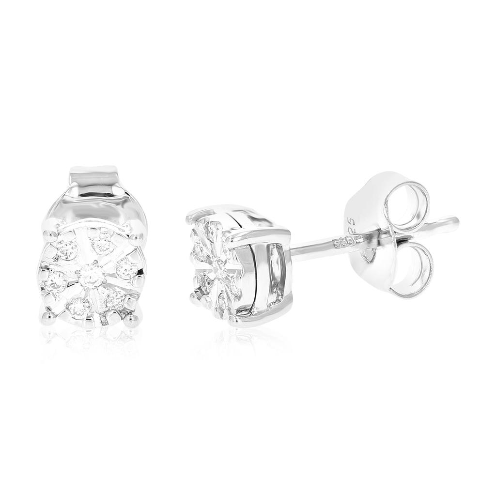 Vir Jewels 1/12 cttw 14 Stones Round Lab Grown Diamond Studs Earrings .925 Sterling Silver Prong Set 1/5 Inch