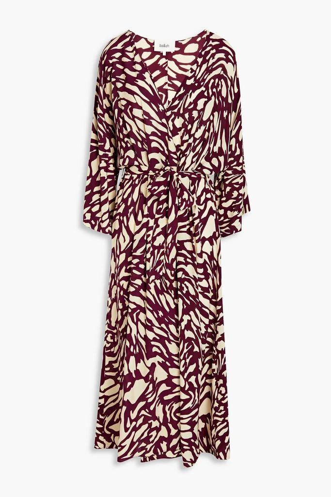 ba&sh Goa pleated printed crepe de chine midi wrap dress 1