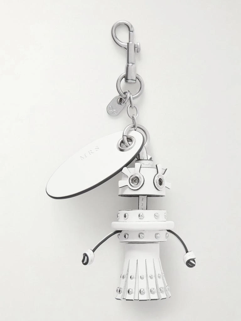 Anya Hindmarch Bride Studded Silver-tone And Leather Bag Charm